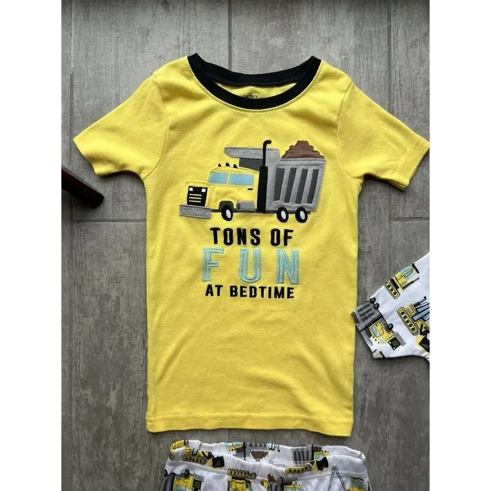 3 Piece Pajama Set Toddler Boy Pjs TONS OF FUN AT BEDTIME Construction Truck 7